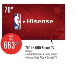 The Brick Hisense 70 4K UHD HDR10 Dolby Vision 60Hz Google Smart TV (70A68N) offer