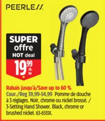 Canadian Tire Pomme de douche à 3 réglages Peerless offer