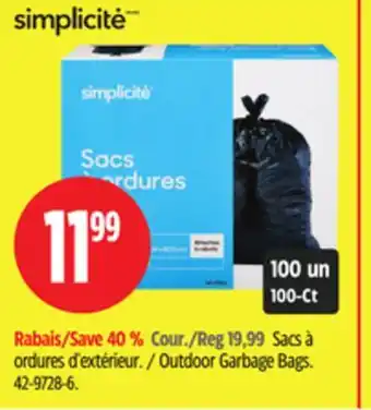 Canadian Tire Sacs à ordures d'extérieur Simplicité offer