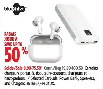 Canadian Tire Certains chargeurs portatifs, écouteurs-boutons, chargeurs et haut-parleurs Blue hive offer