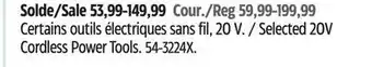 Canadian Tire Certains outils électriques sans fil, 20V offer