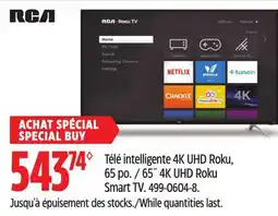 Canadian Tire Télé intelligente 4K UHD Roku, 65 po RCA offer