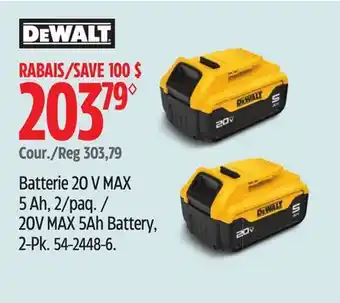 Canadian Tire Batterie 20 V MAX 5 Ah, 2/paq DEWALT offer