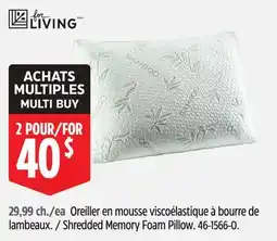 Canadian Tire Oreiller en mousse viscoélastique à bourre de lambeaux FOR LIVING offer