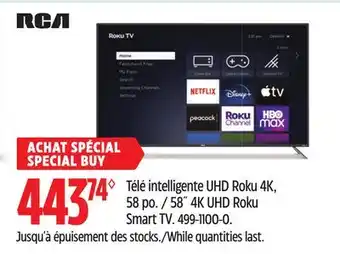 Canadian Tire Télé intelligente UHD Roku 4K, 58 po RCA offer