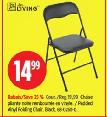 Canadian Tire Chaise pliante noire rembourrée en vinyle For Living offer