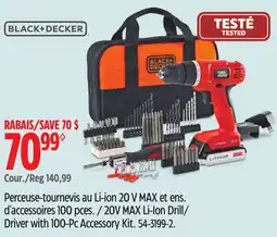 Canadian Tire Perceuse-tournevis au Li-ion 20 V MAX et ens Black & Decker offer