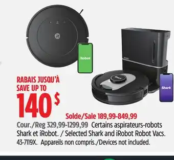 Canadian Tire Certains aspirateurs-robots Shark et iRobot offer