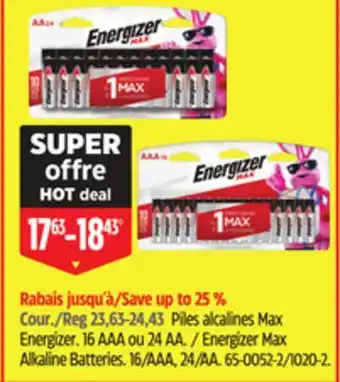 Canadian Tire Piles alcalines Max Energizer offer