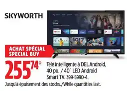 Canadian Tire Télé intelligente à DEL Android, 40 po Skyworth offer