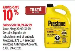 Canadian Tire Certains liquides de refroidissement et antigels Prestone, 3,78L Prestone offer