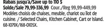 Canadian Tire Modèles choisis de chaises, meuble, chariot ou îlot de cuisine FOR LIVING offer