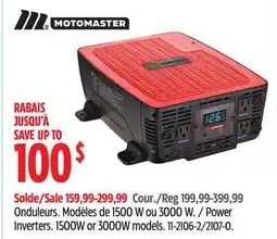 Canadian Tire Onduleurs Modèles de 1500W ou 3000W MotoMaster offer