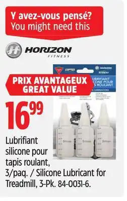 Canadian Tire Lubrifiant silicone pour tapis roulant, 3/paq Horizon offer