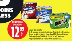 Canadian Tire Essuie-tout Bounty 6 = 12 rouleaux ou papier hygiénique Charmin 12 = 48 rouleaux, Strong ou Soft offer