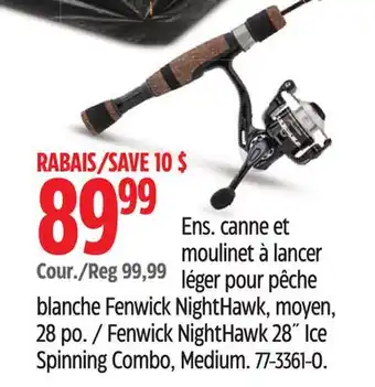 Canadian Tire Ens. canne et moulinet à lancer léger pour pêche blanche Fenwick NightHawk, moyen, 28 po offer