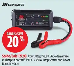 Canadian Tire Aide-démarrage et chargeur portatif, 750A MOTOMASTER ELIMINATOR offer