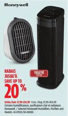 Canadian Tire Certains humidificateurs, purificateurs d'air et radiateurs Honeywell offer