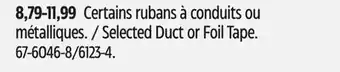 Canadian Tire Certains rubans à conduits ou métalliques offer