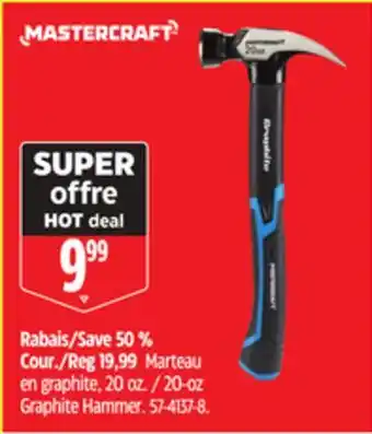 Canadian Tire Marteau en graphite, 20 oz Mastercraft offer