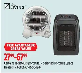 Canadian Tire Certains radiateurs portatifs For Living offer