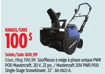 Canadian Tire Souffleuse à neige à phase unique PWR POD Mastercraft, 20V, 22po offer