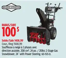 Canadian Tire Souffleuse à neige à 2 phases avec direction assistée, 208 cm³, 24 po Briggs & Stratton offer