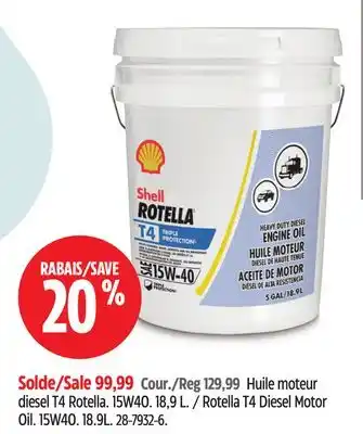 Canadian Tire Huile moteur diesel T4 Rotella Shell offer