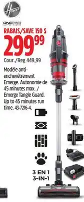 Canadian Tire Modèle anti- enchevêtrement Emerge Autonomie de 45minutes max Hoover offer