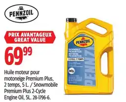 Canadian Tire Huile moteur pour motoneige Premium Plus, 2 temps, 5 L Pennzoil offer