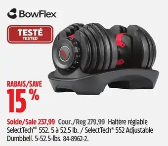 Canadian Tire Haltère réglable SelectTech 552 BowFlex offer