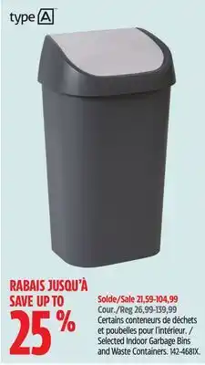 Canadian Tire Certains conteneurs de déchets et poubelles pour l'intérieur TYPE A offer