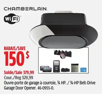 Canadian Tire Ouvre-porte de garage à courroie, 3⁄4HP Chamberlain offer