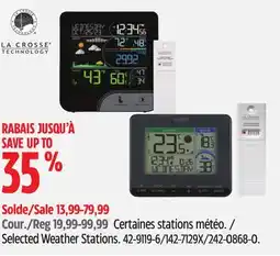 Canadian Tire Certaines stations météo LA CROSSE TECHNOLOGY offer