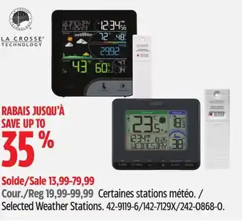 Canadian Tire Certaines stations météo LA CROSSE TECHNOLOGY offer