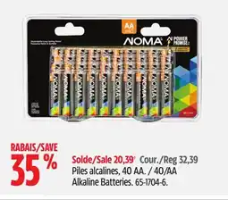 Canadian Tire Piles alcalines, 40AA NOMA offer