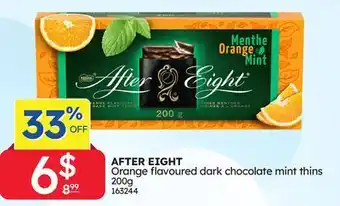 Rossy AFTER EIGHT Orange flavoured dark chocolate mint thins offer