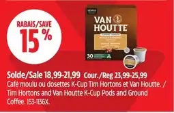 Canadian Tire Café moulu ou dosettes K-Cup Tim Hortons et Van Houtte Keurig offer