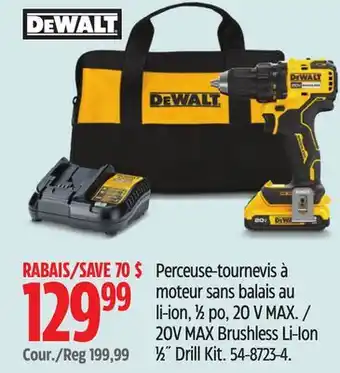 Canadian Tire Perceuse-tournevis à moteur sans balais au li-ion, 1⁄2po, 20V MAX Dewalt offer