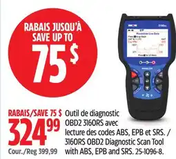 Canadian Tire Outil de diagnostic OBD2 3160RS avec, lecture des codes ABS, EPB et SRS Innova offer