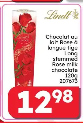 Rossy Lindt Long stemmed Rose milk chocolate offer