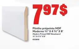 Matériaux Pont Masson Modern Primed MDF Baseboard 1/2 X 4 3/4 X 8' offer