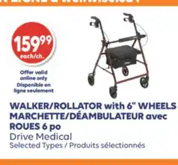 Wellwise by Shoppers MARCHETTE/DÉAMBULATEUR avec ROUES 6 po Drive Medical offer