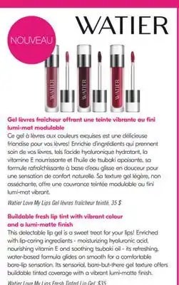 Pharmaprix WATIER Buildable fresh lip tint with vibrant colour and a lumi-matte finish offer