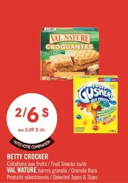 Pharmaprix BETTY CROCKER Fruit Snacks or VAL NATURE Granola Bars offer