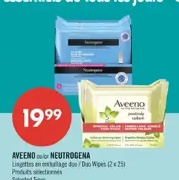 Pharmaprix AVEENO or NEUTROGENA Duo Wipes (2 x 25) offer