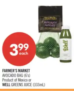 Pharmaprix FARMER'S MARKET AVOCADO BAG (6's) Product of Mexico or WELL GREENS JUICE (333mL) offer