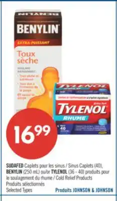 Pharmaprix SUDAFED Caplets 40 BENYLIN 250ml or TYLENOL 36-40 Cold Relief Product offer