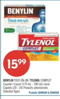 Pharmaprix BENYLIN TYLENOL COMPLET Liquid (170mL-180mL) or Caplets (20-40) offer