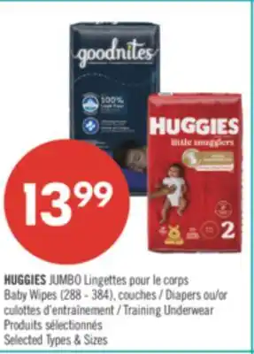 Pharmaprix HUGGIES JUMBO BABY WIPES (288-384'S) Diaper or Training underwear offer